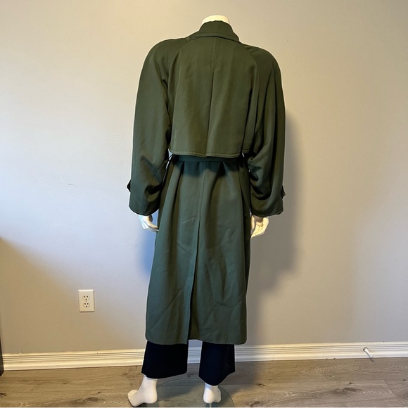 Vintage Persian preppy forest green trench coat 100% virgin wool size large - Picture 6 of 9